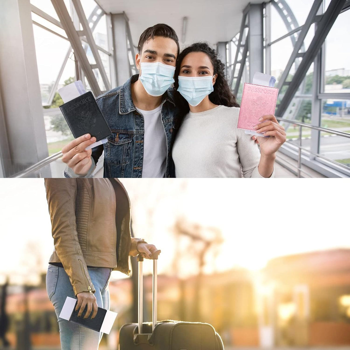 2 Pcs Passport Holders，Ultra Slim Passport Wallet for Travel Essentials