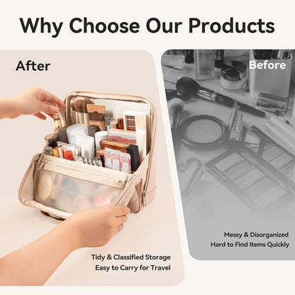 Travel Makeup Bag, Standing Cosmetic and Toiletry Bag for Women