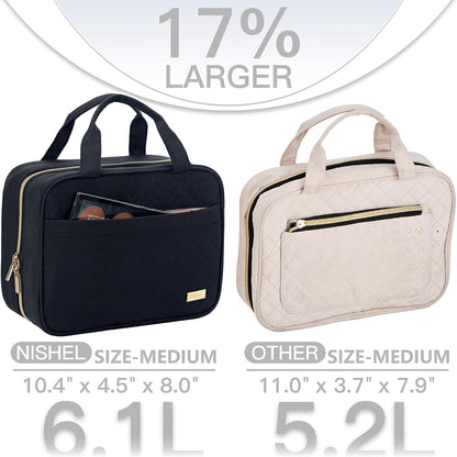 NISHEL Travel Toiletry Bag for women, Portable Hanging makeup Organizer