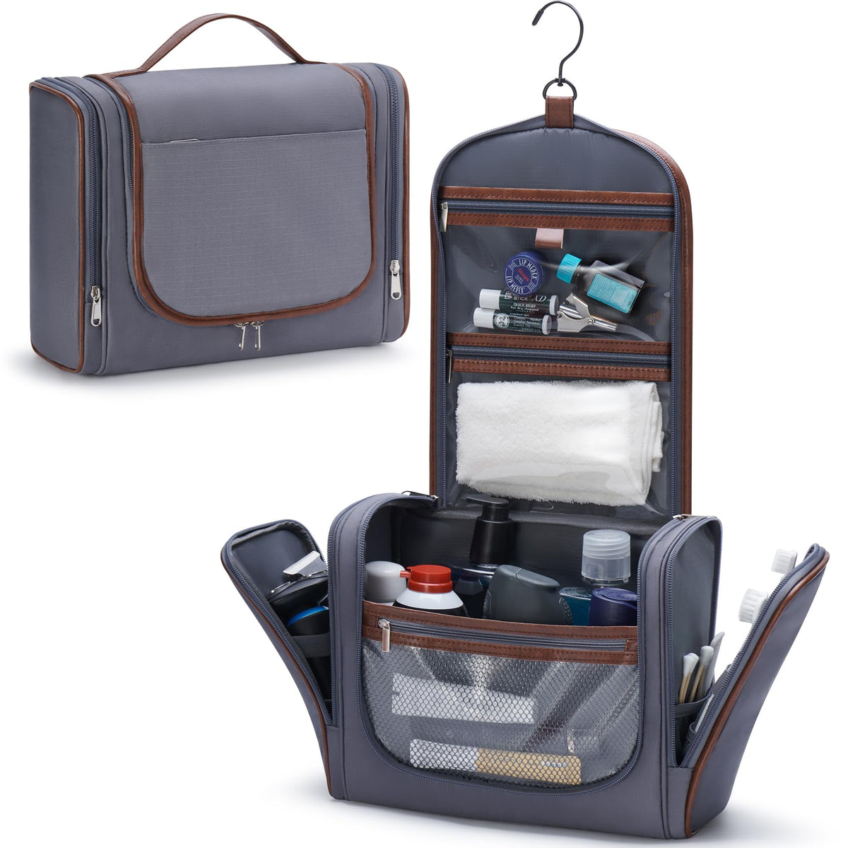 ZAHNI Toiletry Bag for Men, Large Hanging Travel Toiletry Bag, Black