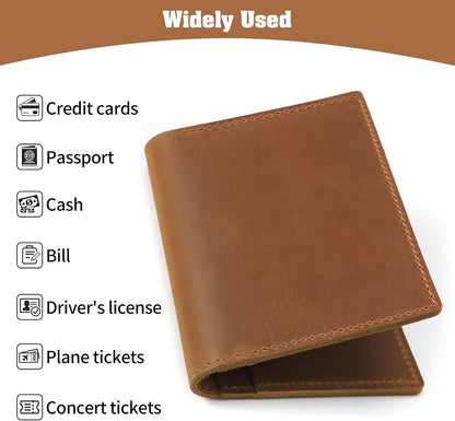 Jack&Chris Leather Passport Holder, Handmade Passport cover, Travel Wallet Cover Case for Men and Women, Leather Travel Documents Organizer Protector, JC107
