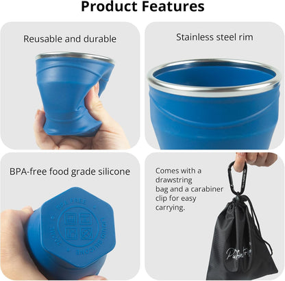 2PCS 8.8oz Collapsible Cup Silicone Foldable Cup for Camping Hiking Travel