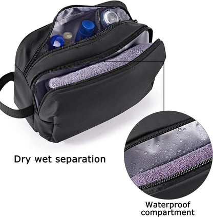 BAGSMART Toiletry Bag for Men, Travel Toiletry Organizer Dopp Kit Water-resistant Shaving Bag for Toiletries Accessories, Door Room Essentials,Black-basic
