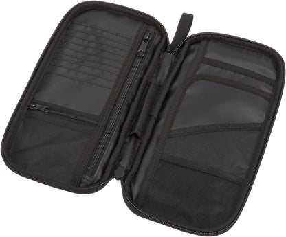 Amazon Basics RFID-blocking Passport Wallet, Passport Holder for Travel, Polyester/Nylon Material with Durable Zipper Closure, Zippered Pockets, Slots for Cards, 10"x5", Black, Solid