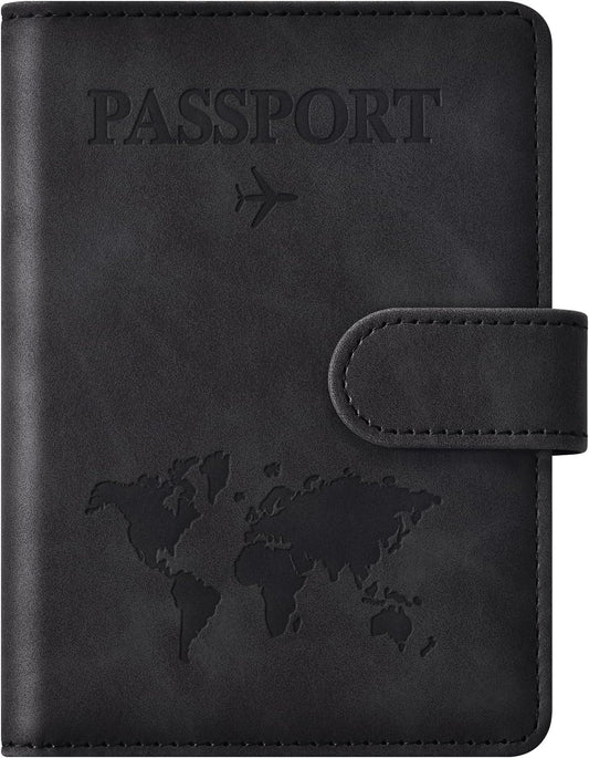 Eoehro Passport Holder for Travel Essentials, Passport Wallet Cover Case for Travel Must Haves Accessories,Passport Book Holders for Women and Men(black)