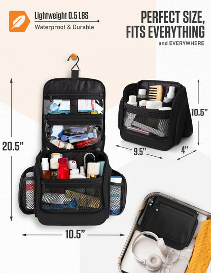 VENTURE 4TH Hanging Travel Toiletry Bag, 18 Compartments - Black