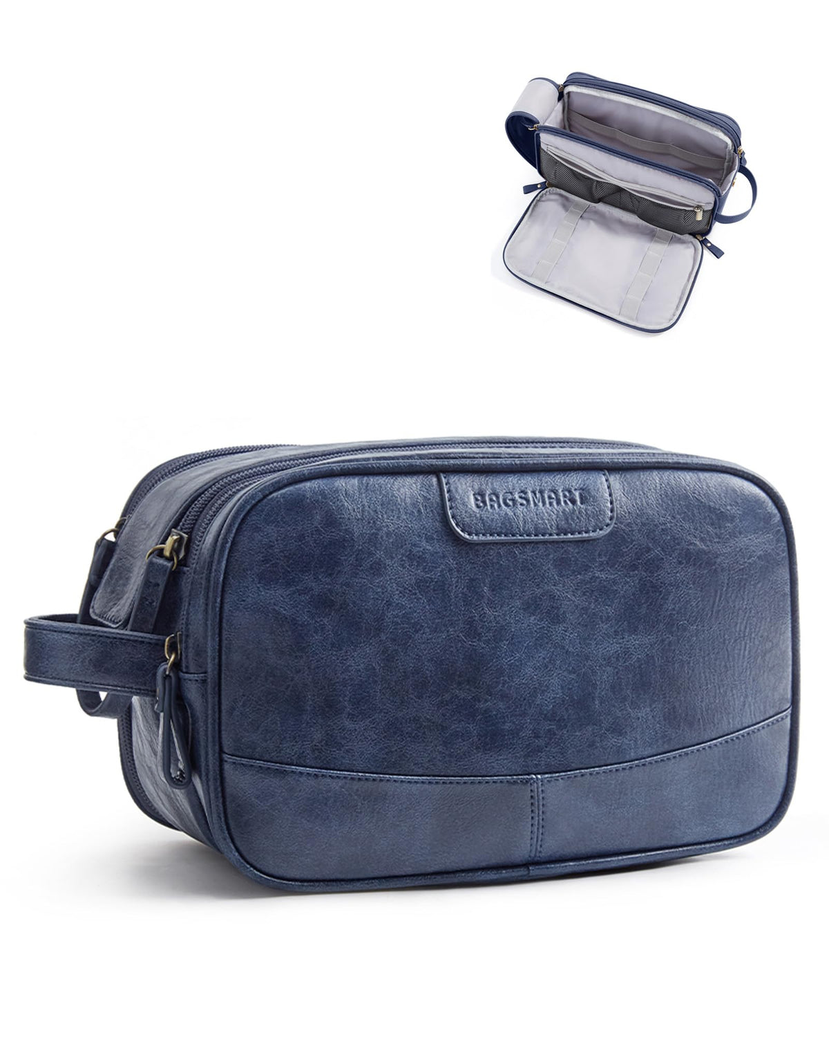 BAGSMART Large Toiletry Bag for Men, PU Leather Water Resistant, Black