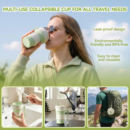 Collapsible Silicone Water Bottle, Leakproof for Travel Camping