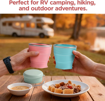Light Purple Collapsible Silicone Travel Cup,8.8oz (260ml) BPA-Free