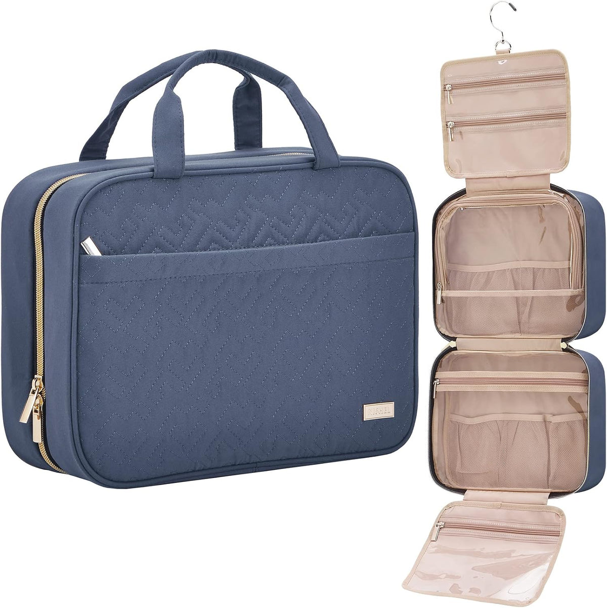 NISHEL Travel Toiletry Bag for women, Portable Hanging makeup Organizer