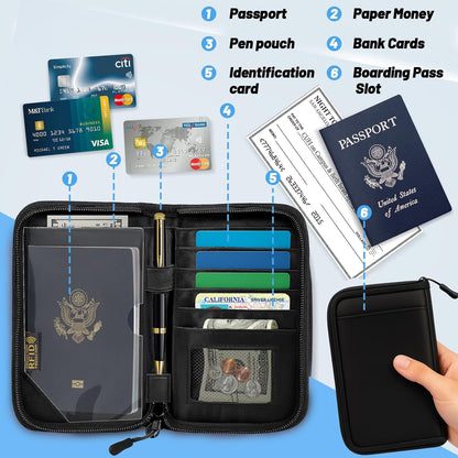Passport Holder for Travel, RFID Blocking Wallet for Couples Men and Family
