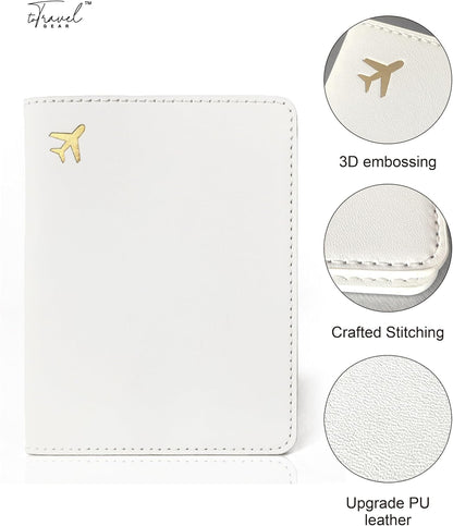 Passport Holder for Travel Essentials,RFID Blocking Passport Cover Case for Travel Accessories,Travel Wallet for Women Men (Cream)
