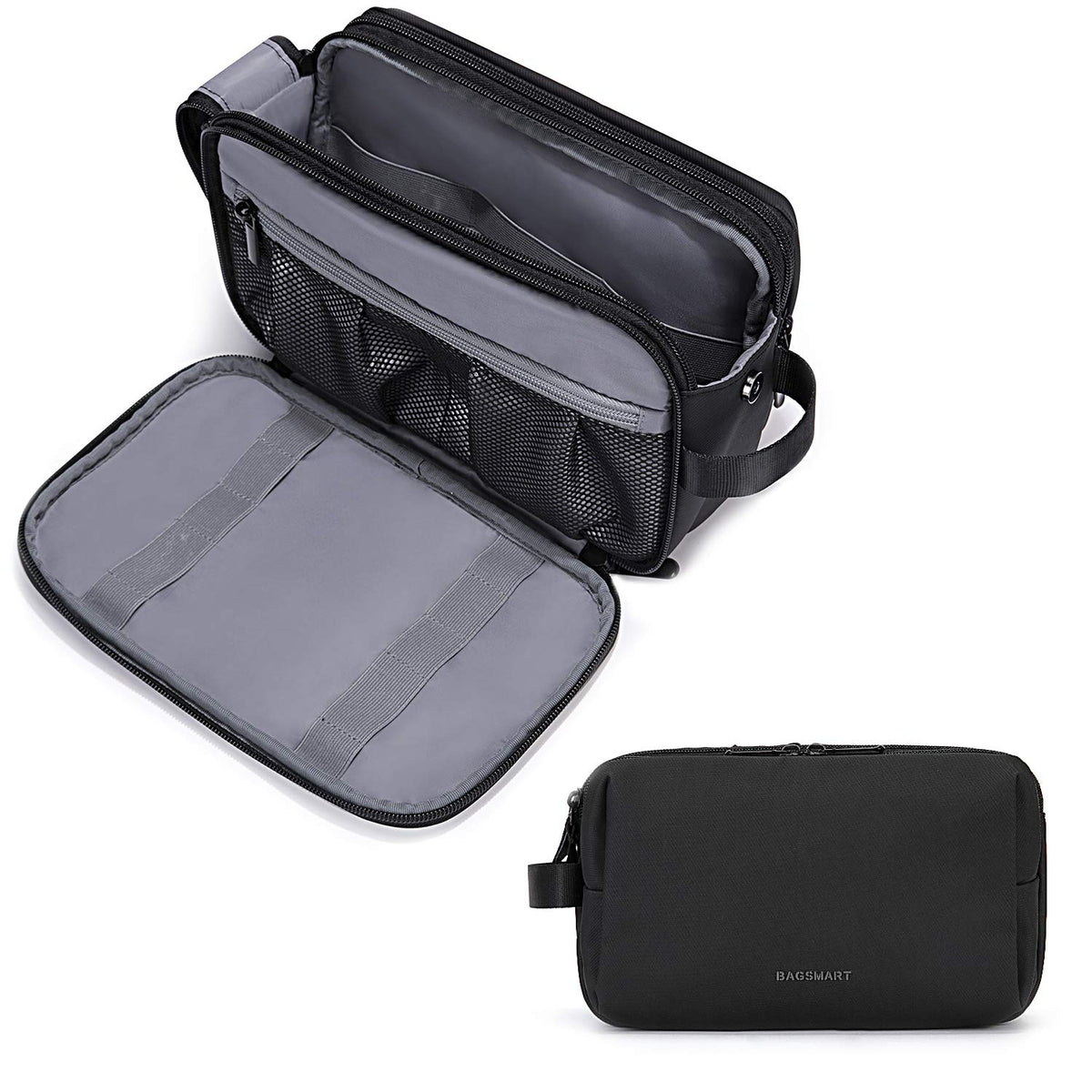 BAGSMART Toiletry Bag for Men, Travel Toiletry Organizer Dopp Kit Water-resistant Shaving Bag for Toiletries Accessories, Door Room Essentials,Green-medium