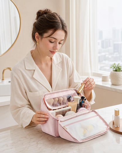 LOVEVOOK Travel Makeup Bag for Women, Puffy Toiletry Bag for Traveling