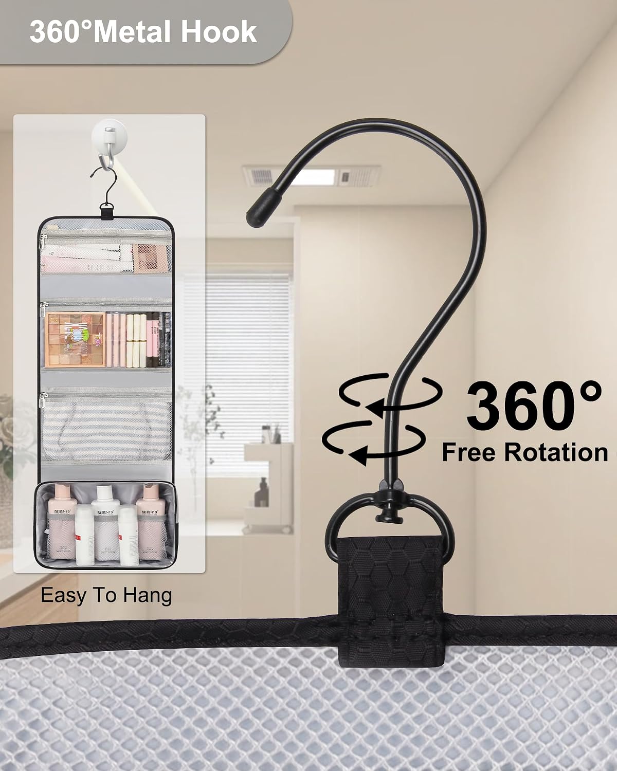 Relavel Hanging Toiletry Bag for Men Women, Water-Resistant Toiletries Bag