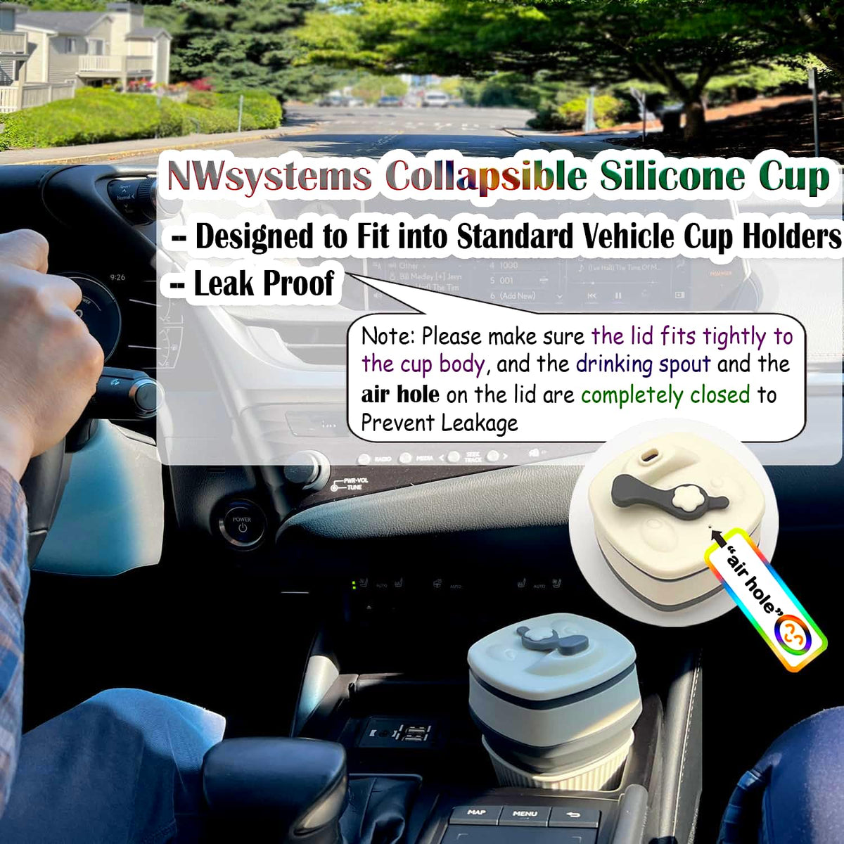 Collapsible Silicone Cup, Safe & Portable, for Hot & Cold Drinks, 18.6 oz (550 ml) - Travel, Camping, Office, and More - Cool Grey