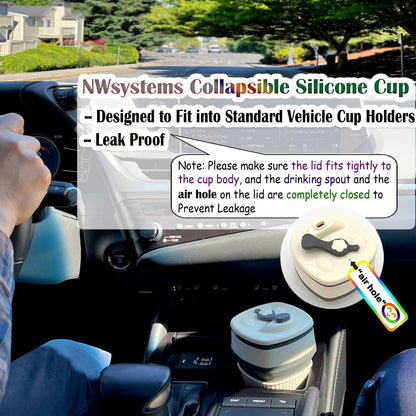 Collapsible Silicone Cup, Safe & Portable, for Hot & Cold Drinks, 18.6 oz (550 ml) - Travel, Camping, Office, and More - Cool Grey