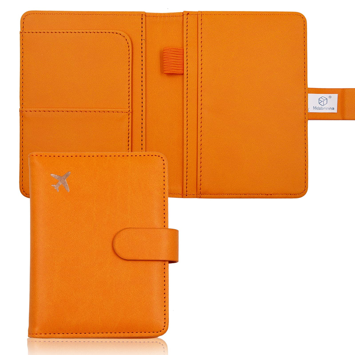 Melsbrinna Premium Leather Passport Holder Covers Case, Waterproof Rfid Blocking Travel Wallet Passport Holder with Pen Holder, Cute Passport Book for Women/Men