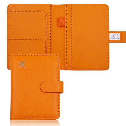 Melsbrinna Premium Leather Passport Holder Covers Case, Waterproof Rfid Blocking Travel Wallet Passport Holder with Pen Holder, Cute Passport Book for Women/Men