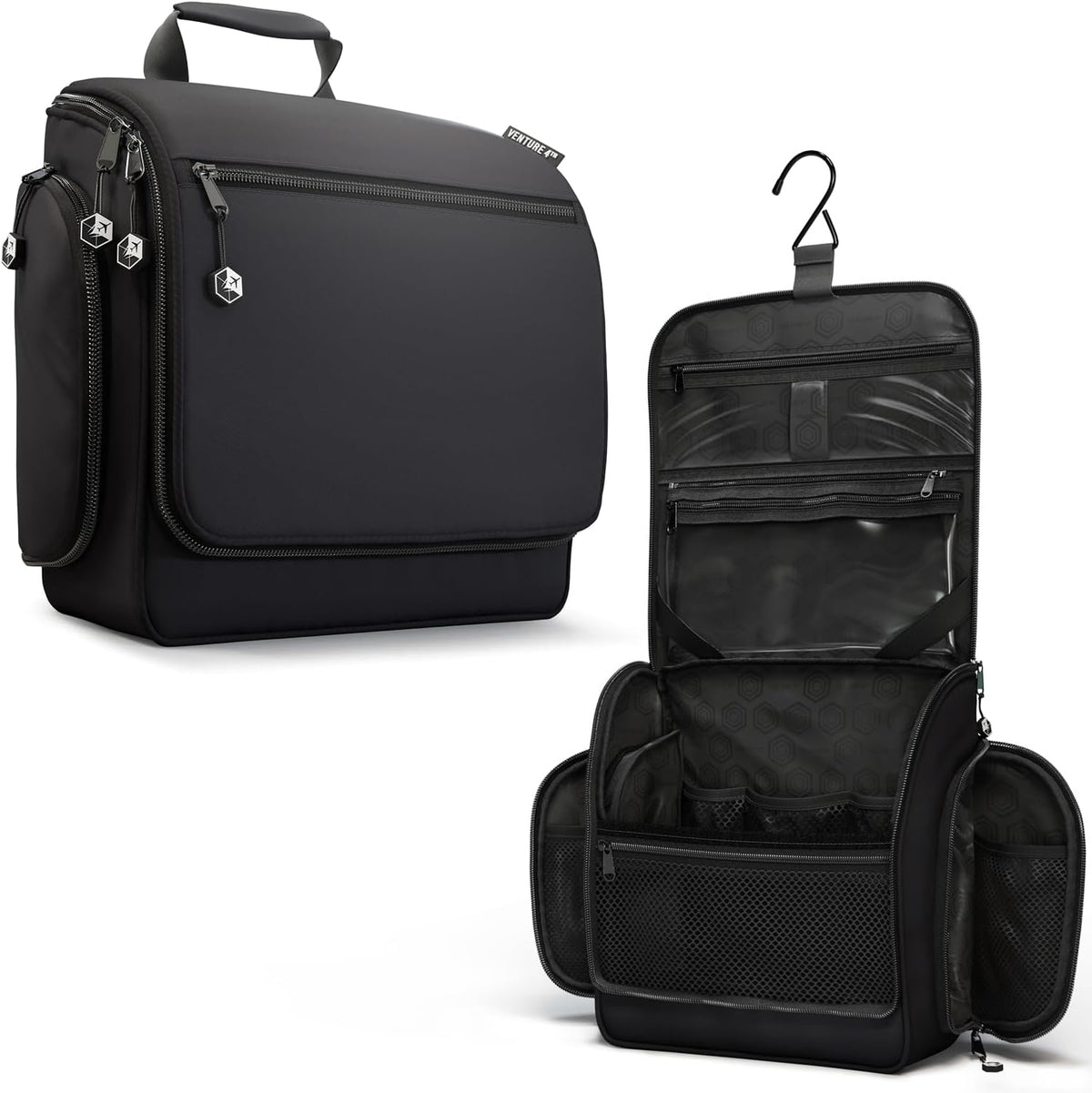 VENTURE 4TH Hanging Travel Toiletry Bag, 18 Compartments - Black