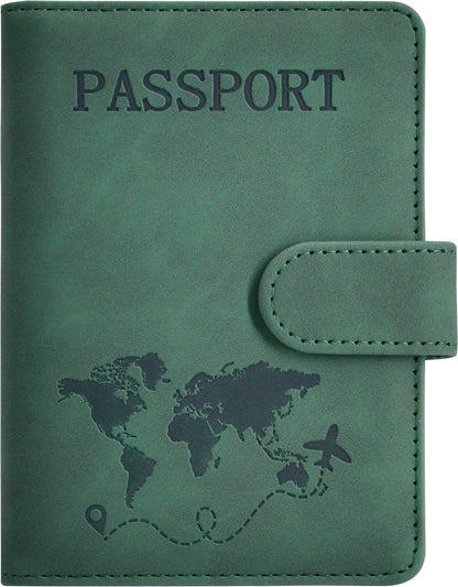 Passport Holder, Leather Travel Wallet RFID Blocking Card Cases Cover