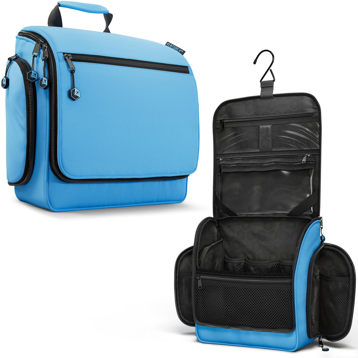 VENTURE 4TH Hanging Travel Toiletry Bag, 18 Compartments - Black