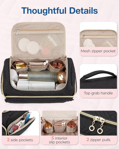 BAGSMART Travel Toiletry Bag for Women, Cosmetic Bag Makeup Bag Organizer with Handle, Travel Bag for Toiletries, Travel Accessories, Full Sized Container