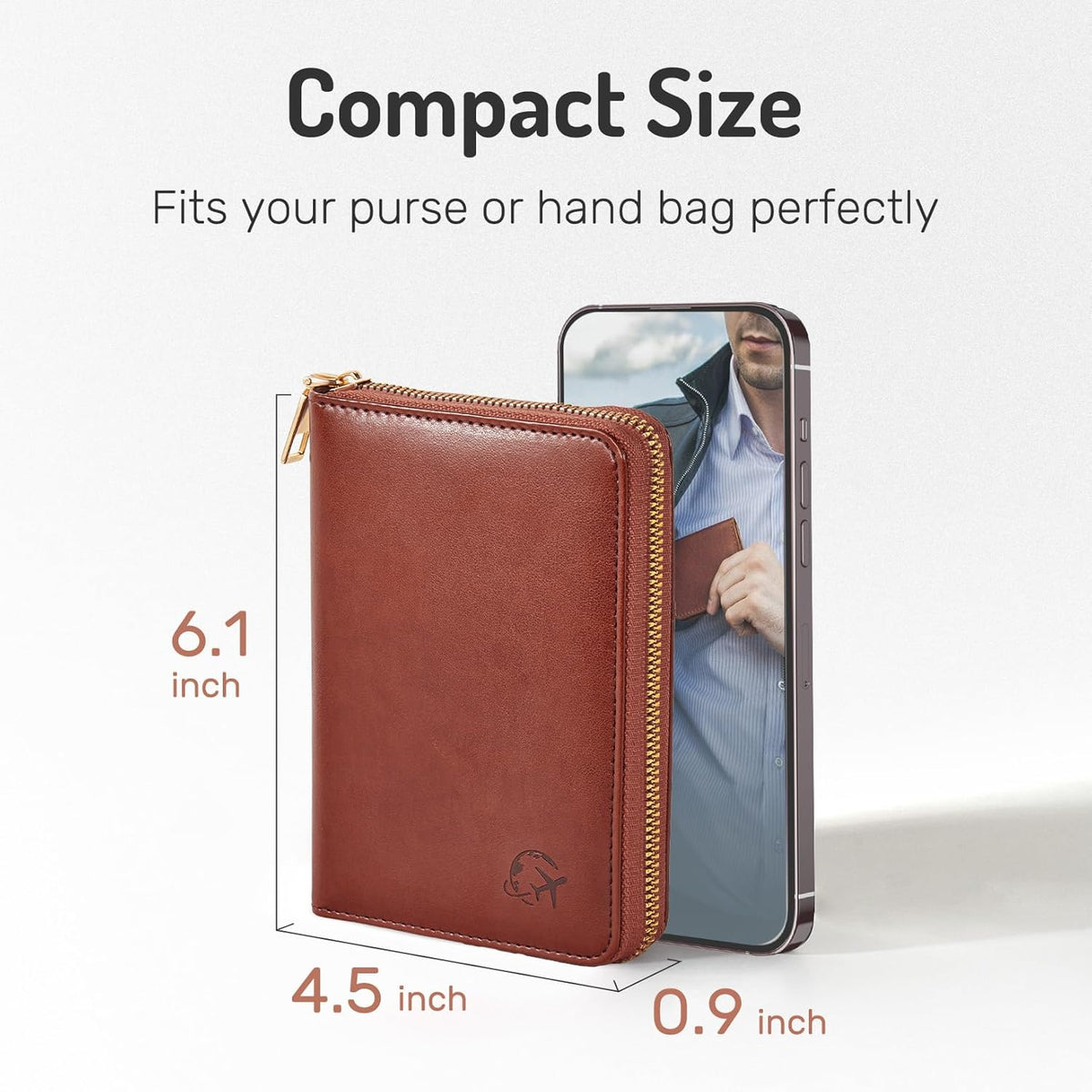 Forvencer Safe Zipper Passport Holder Cover, Passport Wallet for Travel