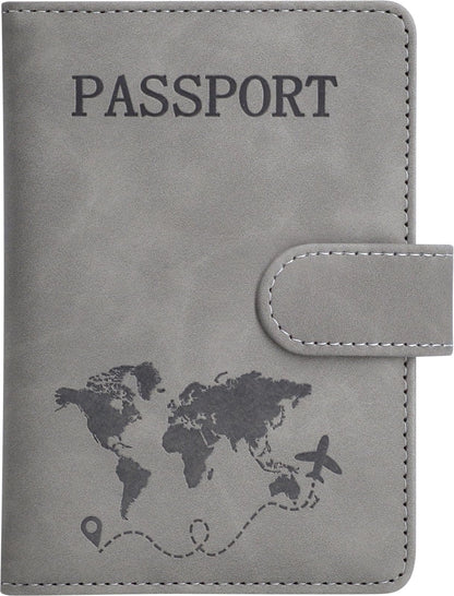Passport Holder, Leather Travel Wallet RFID Blocking Card Cases Cover