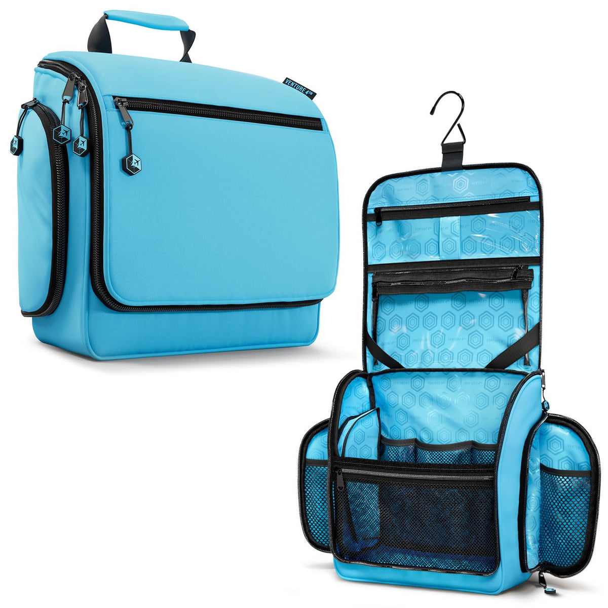 VENTURE 4TH Hanging Travel Toiletry Bag, 18 Compartments - Black