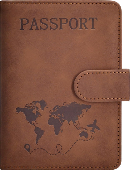 Passport Holder, Leather Travel Wallet RFID Blocking Card Cases Cover