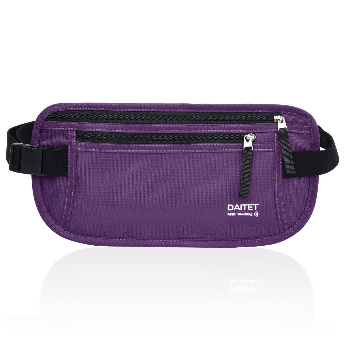 Money Belt - Passport Holder Secure Hidden Travel Wallet with RFID Blocking, Undercover Fanny Pack (Black)