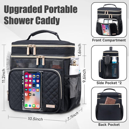 Tealari Large Toiletry Bag for Women Men,Bathroom Bag,Water Resistant Shower Bag,Makeup Bag,Portable Shower Caddy for College Dorm,Hanging Travel Toiletry Bag with Transparent Waterproof Phone Pocket