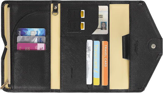 ZOPPEN Passport Holder Travel Wallet Organizer for Women,Black