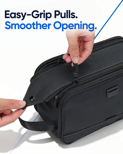ZEEMO Travel Toiletry Bag for Men, Full Open Dopp Kit with Dual Compartment