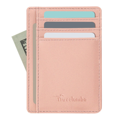 Travelambo Slim Wallet Front Pocket Minimalist Leather RFID Blocking Medium Size