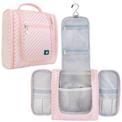 PAVILIA Toiletry Bag Travel Bag for Women Men, Hanging Cosmetic Organizer, Water Resistant Makeup Bag for Accessories Toiletries, Large Travel Essentials Kit (Floral Pink)