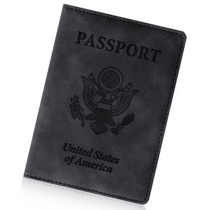 Passport Holder for Travel Essentials, RFID Blocking Passport Cover Wallet Card Case for Women and Men, PU Leather, Black