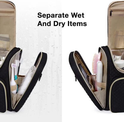 BAGSMART Women's Travel Toiletry Bag, Water-resistant Large Capacity, Black