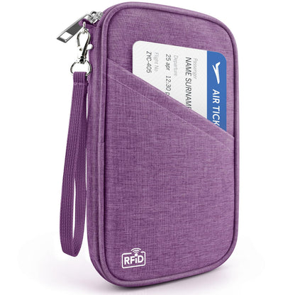 Passport Holder Family RFID Travel Document Organizer for Women Waterproof Passport Wallet Men Portable Case for Cards, Boarding Pass, ID, Money, Tickets with Zipper