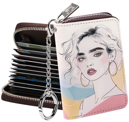 FurArt Zipper Wallet Women RFID Credit Card Holder keychain Wallet