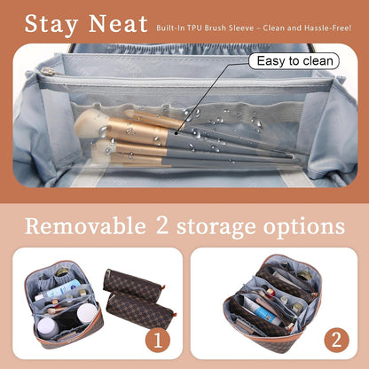 BOYATU Travel Makeup Bag Cosmetic Bags for Women: 3-Piece Make up Bag Set