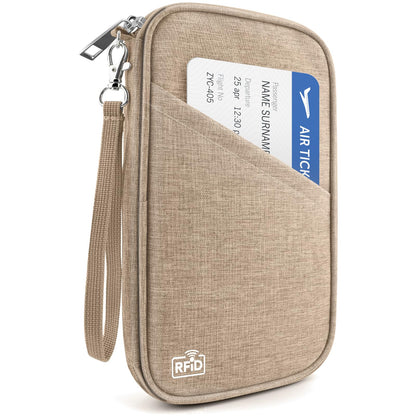 Passport Holder Family RFID Travel Document Organizer for Women Waterproof Passport Wallet Men Portable Case for Cards, Boarding Pass, ID, Money, Tickets with Zipper