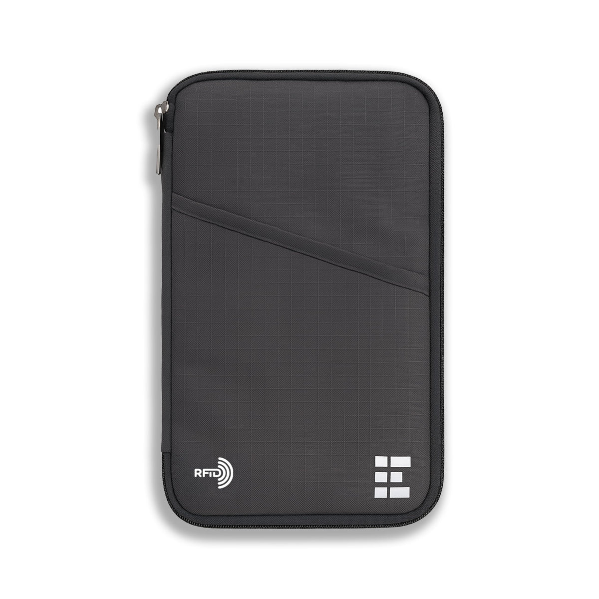 Zero Grid RFID Passport Holder for Passports & Cards, Zippered, Black