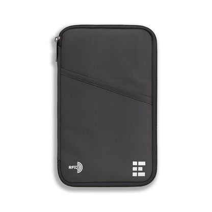 Zero Grid RFID Passport Holder for Passports & Cards, Zippered, Black
