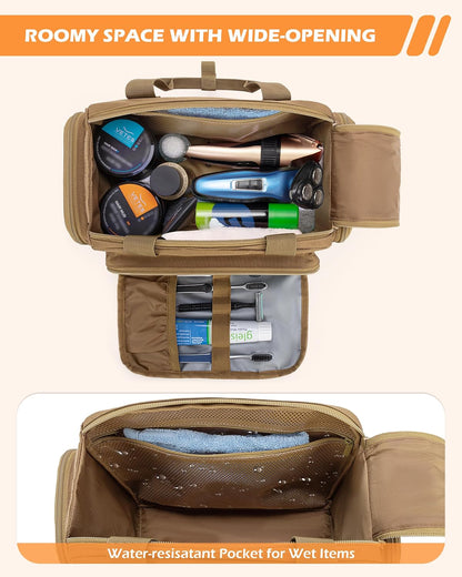 Tactical Travel Toiletry Bag for Men, Extra Large Dopp Kit Organizer
