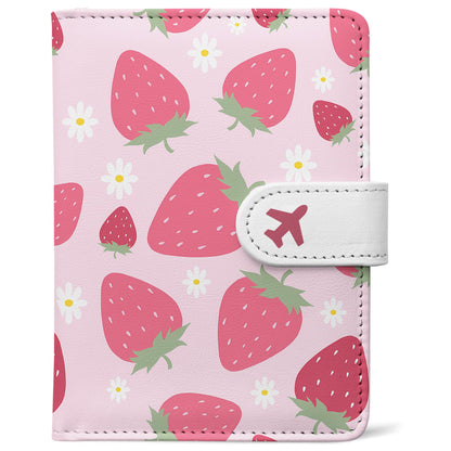 Passport Holder, Cute Travel Wallet Cover with RFID Blocking,Strawberry