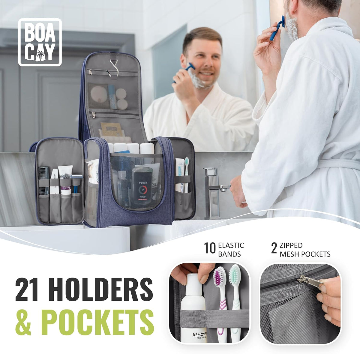 BOACAY Extra Large Hanging Travel Toiletry Bag for Women and Men, Makeup Bag