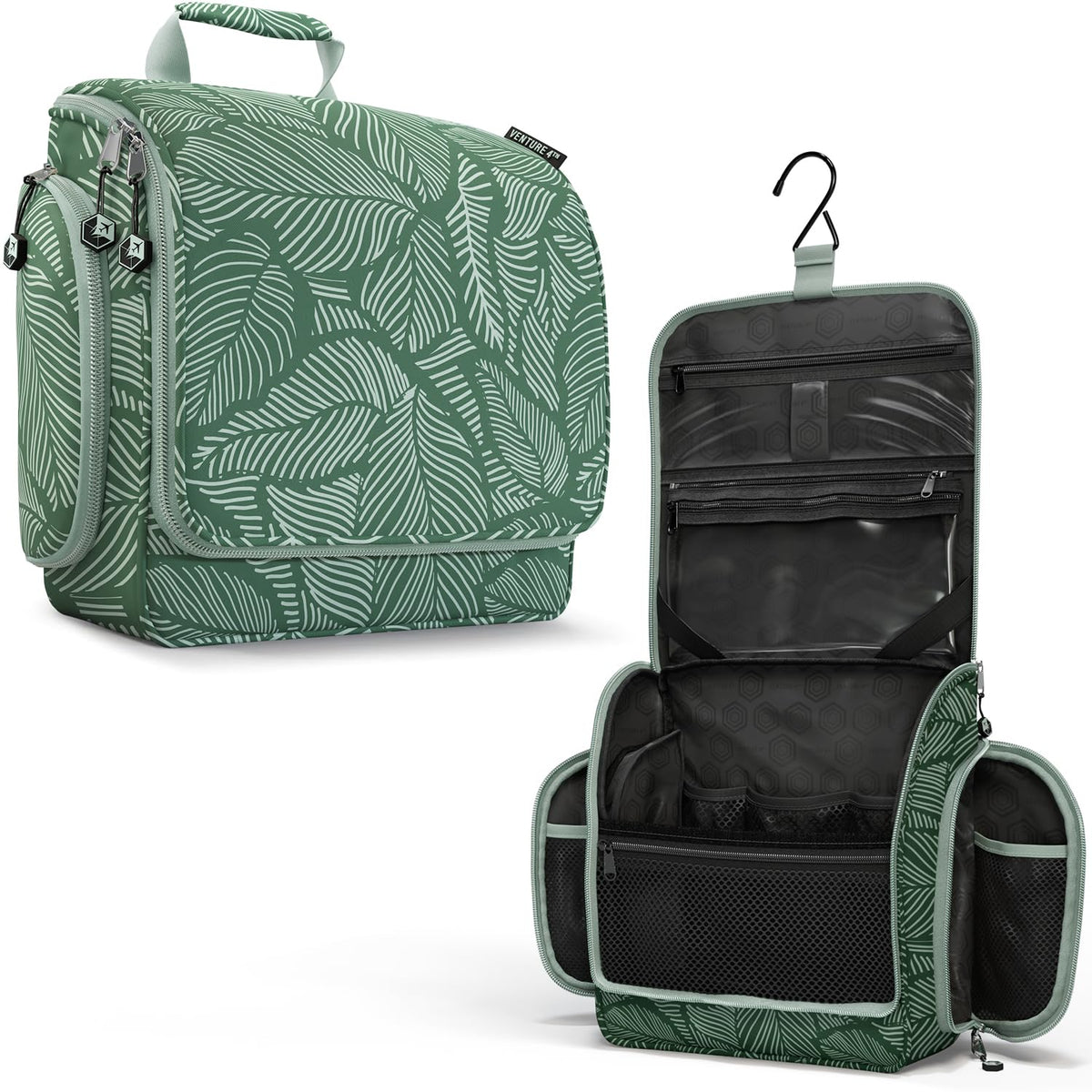 VENTURE 4TH Hanging Travel Toiletry Bag, 18 Compartments - Black