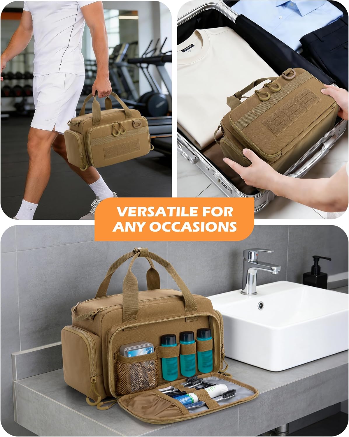 Tactical Travel Toiletry Bag for Men, Extra Large Dopp Kit Organizer
